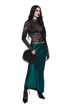 Widow Bottoms|Skirts*Tragically Divine Satin Midi Skirt