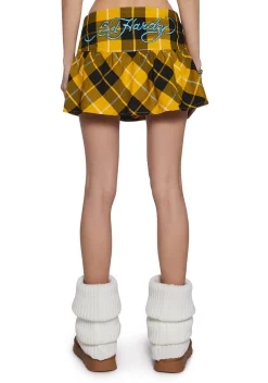 Ed Hardy Bottoms|Skirts*True Eagle Plaid Flare Miniskirt