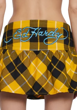Ed Hardy Bottoms|Skirts*True Eagle Plaid Flare Miniskirt