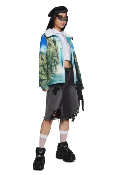 Dolls Kill x NARUTO SHIPPUDEN Outerwear|Plus*Valley Of The End Trucker Jacket