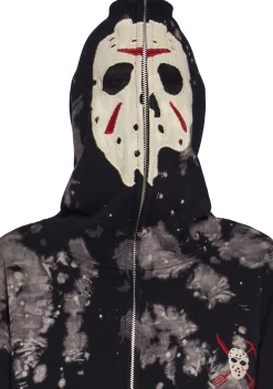Dolls Kill x Friday the 13th Outerwear|Sweatshirts & Hoodies*Vile Voorhees Mask Zip-Up Hoodie