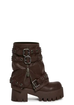 DARKER WAVS Boots*Warp Combat Boots - Brown