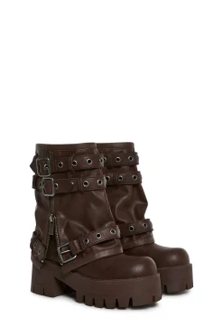DARKER WAVS Boots*Warp Combat Boots - Brown