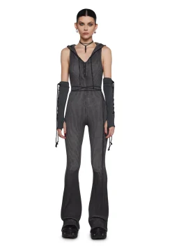 DARKER WAVS Jumpsuits & Rompers*Warp Knit Hooded Jumpsuit