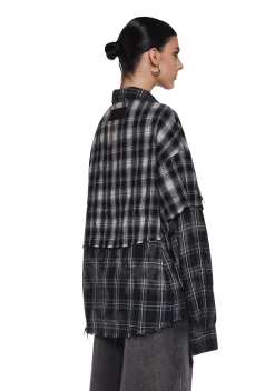 DARKER WAVS Tops*Warp Layered Flannel Shirt