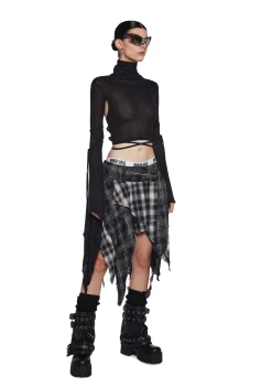 DARKER WAVS Tops*Warp Long Sleeve Crop Top