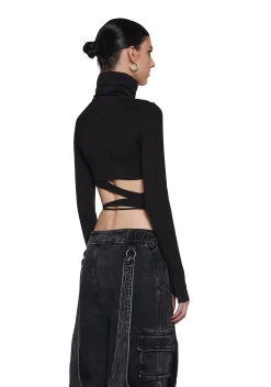 DARKER WAVS Tops*Warp Long Sleeve Wrap Top