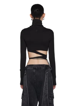 DARKER WAVS Tops*Warp Long Sleeve Wrap Top