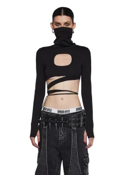 DARKER WAVS Tops*Warp Long Sleeve Wrap Top