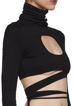 DARKER WAVS Tops*Warp Long Sleeve Wrap Top
