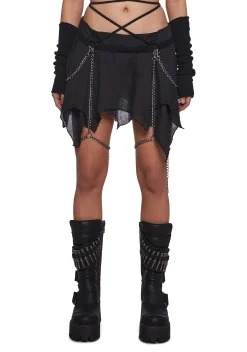DARKER WAVS Bottoms|Skirts*Warp Mini Skirt With Leg Chains