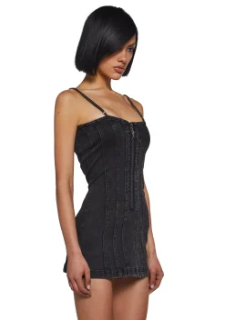 DARKER WAVS Dresses|Mini Dresses*Washed Denim Mini Dress
