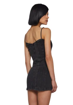 DARKER WAVS Dresses|Mini Dresses*Washed Denim Mini Dress