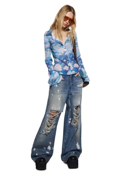 Current Mood Tops|Plus*Watercolor Dreams Button Up Top