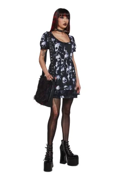 Widow Dresses|Plus*Wayward Skulls Babydoll Dress