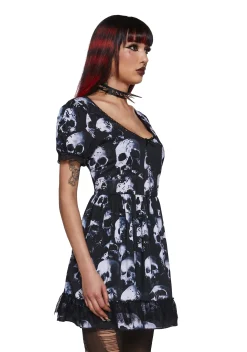 Widow Dresses|Plus*Wayward Skulls Babydoll Dress