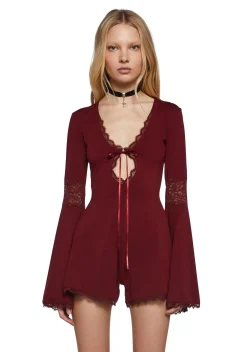 Widow Jumpsuits & Rompers|Plus*Whispering Wind Romper - Burgundy