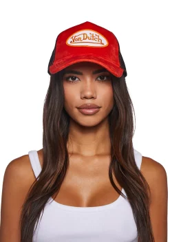Von Dutch Hats*White And Red Trucker Hat