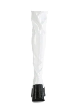 Demonia Boots|Platforms*White Dynamite-300 Knee High Boots