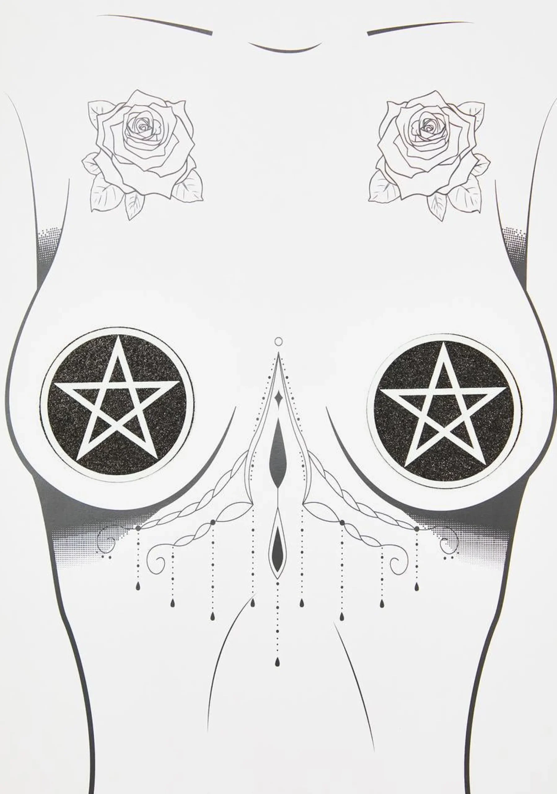 Neva Nude Beauty*Wicca Pentagram Glitter Pasties