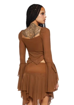 Current Mood Tops*Wild Attraction Mesh Top- Brown