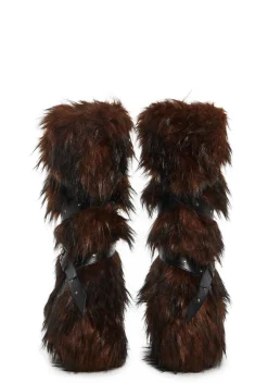 Club Exx Boots|Platforms*Wild Instincts Faux Fur Boots - Chocolate