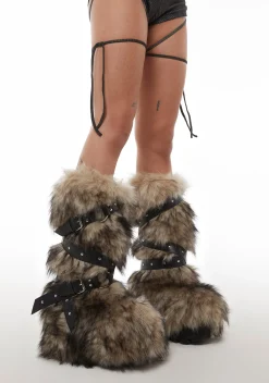 Club Exx Boots*Wild Instincts Faux Fur Boots - Off White