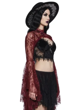 Widow Tops*Wine Dusk Before Dawn Lace Shrug