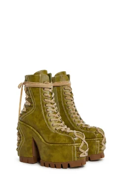 Club Exx Boots*Woodland Lucid Dream Corset Boots - Green