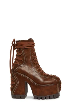 Club Exx Boots*Woodland Lucid Dream Corset Boots - Brown