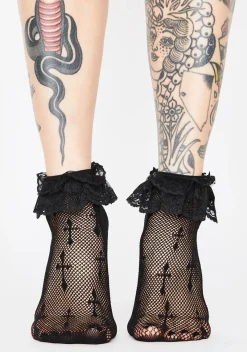 x_Leg Avenue Socks & Tights*Worship Me Cross Fishnet Socks