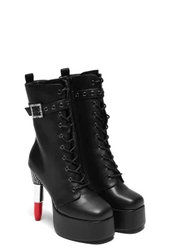 Koi Footwear Boots*X Rocky Horror Show Thrill Me Lipstick Heeled Boots - Black